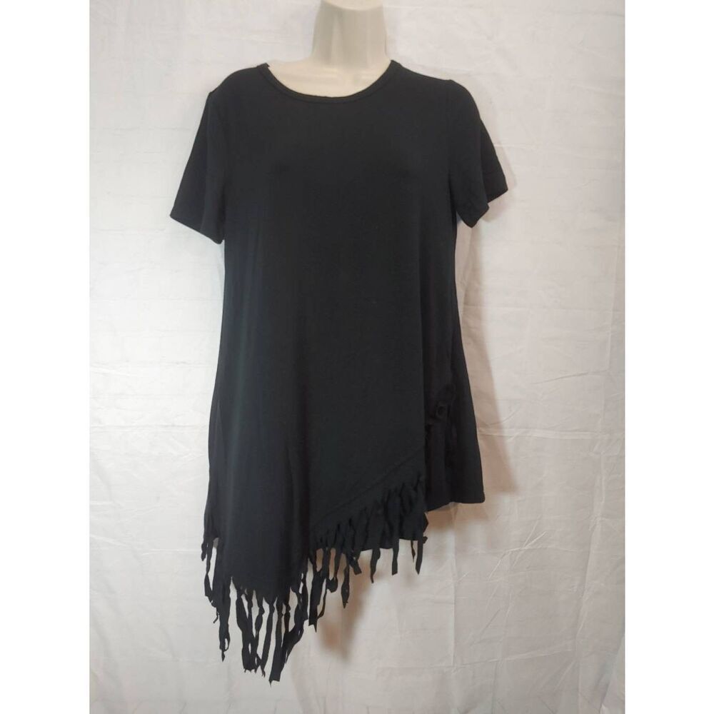 Serena Williams Women's Size Small Black Asymmetrical Tasseled Blouse